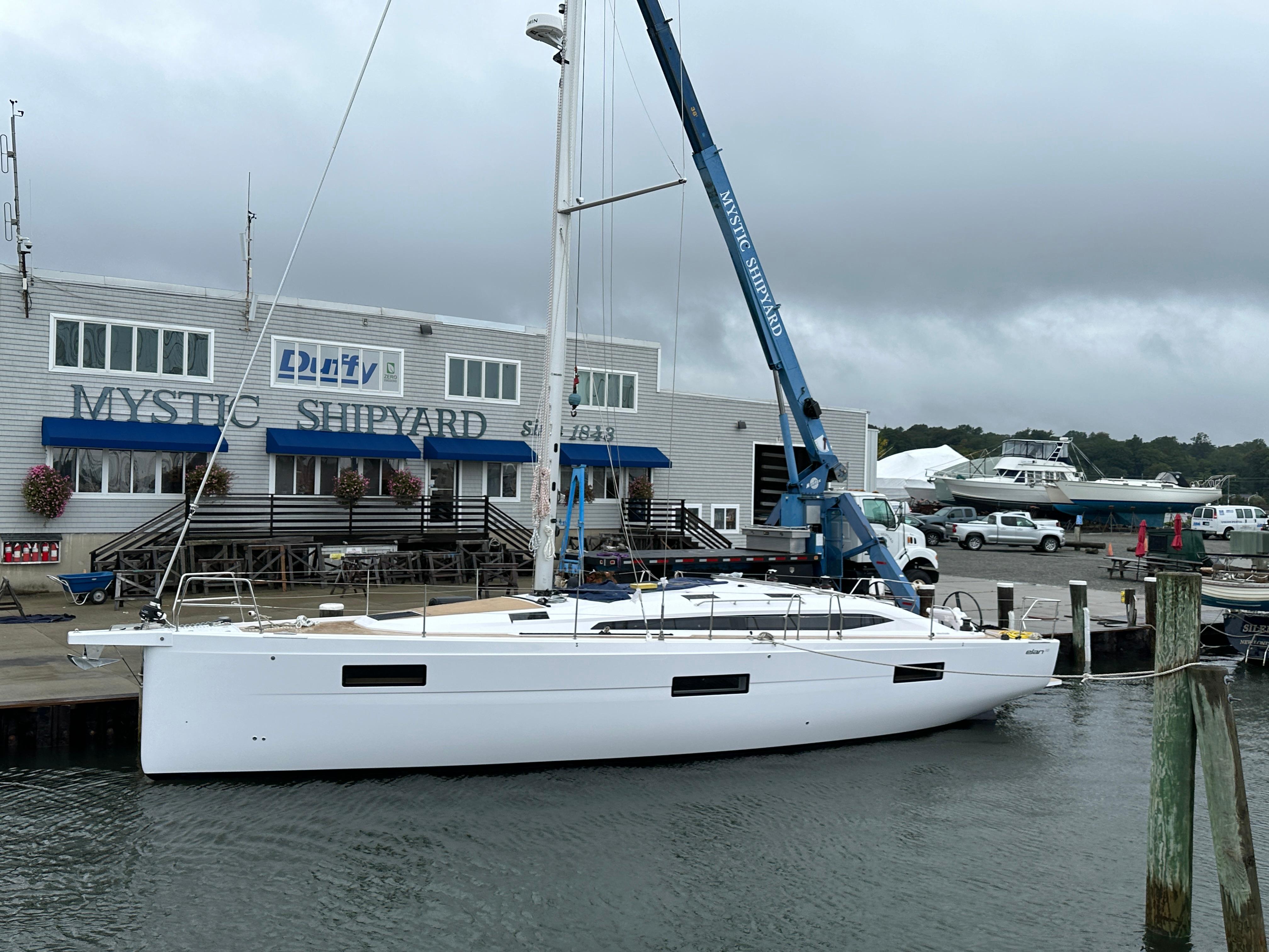 Elan-Impression 43 2024-Hard Loaded CT-US-2024 Elan Impression 43 sailboat docked at Mystic Shipyard.-9178291
