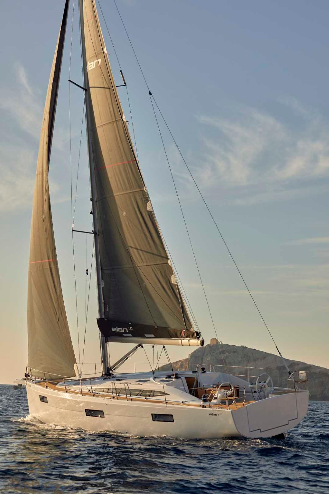 Elan-Impression 43 2024-Hard Loaded CT-US-2024 Elan Impression 43 sailing yacht on open water.-9178291 | Thumbnail