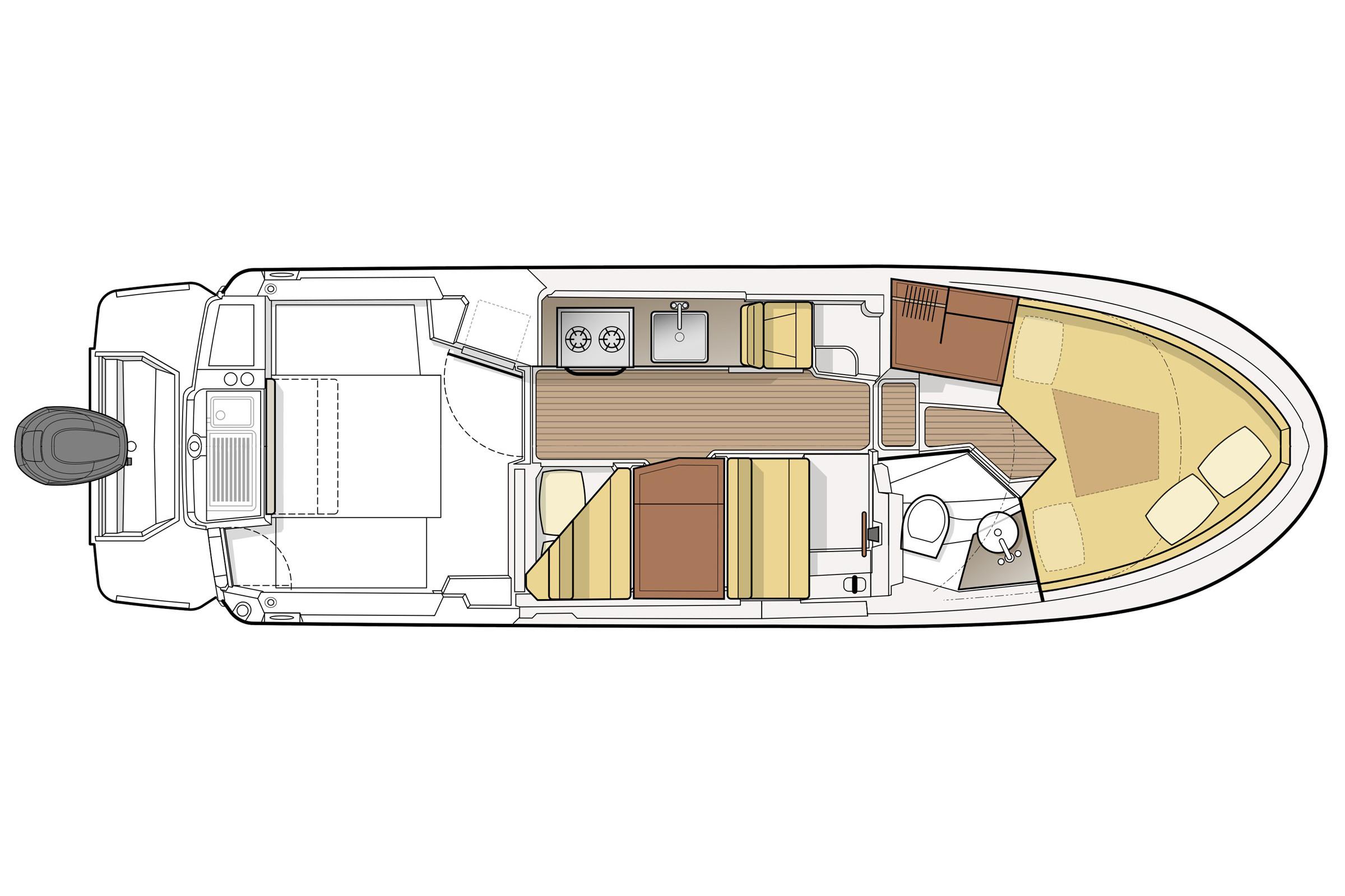 Manufacturer Provided Image: 2018 Ranger Tugs R-27 boat interior layout diagram.