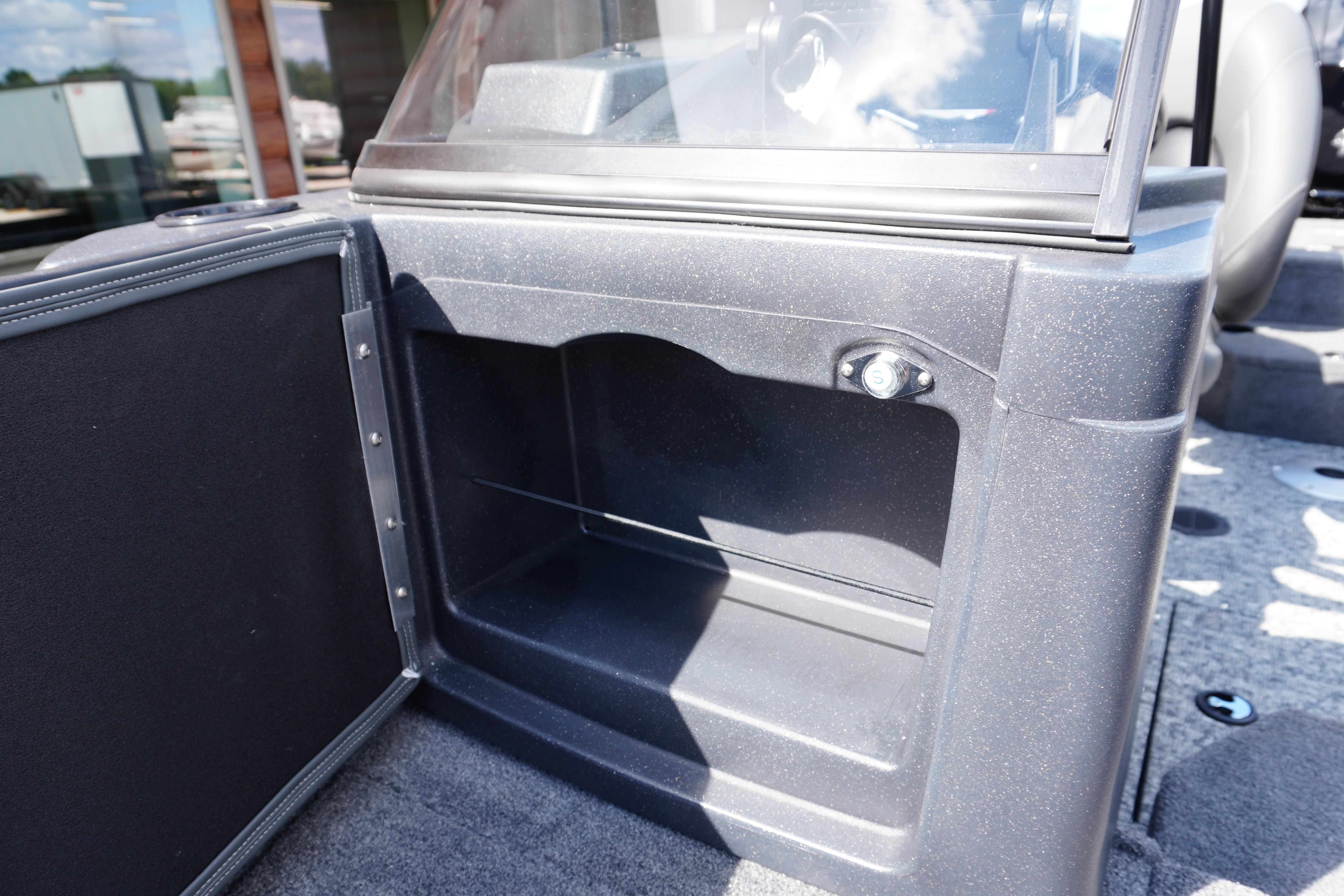 2026 Tracker Targa V-18 WT boat interior storage compartment detail.