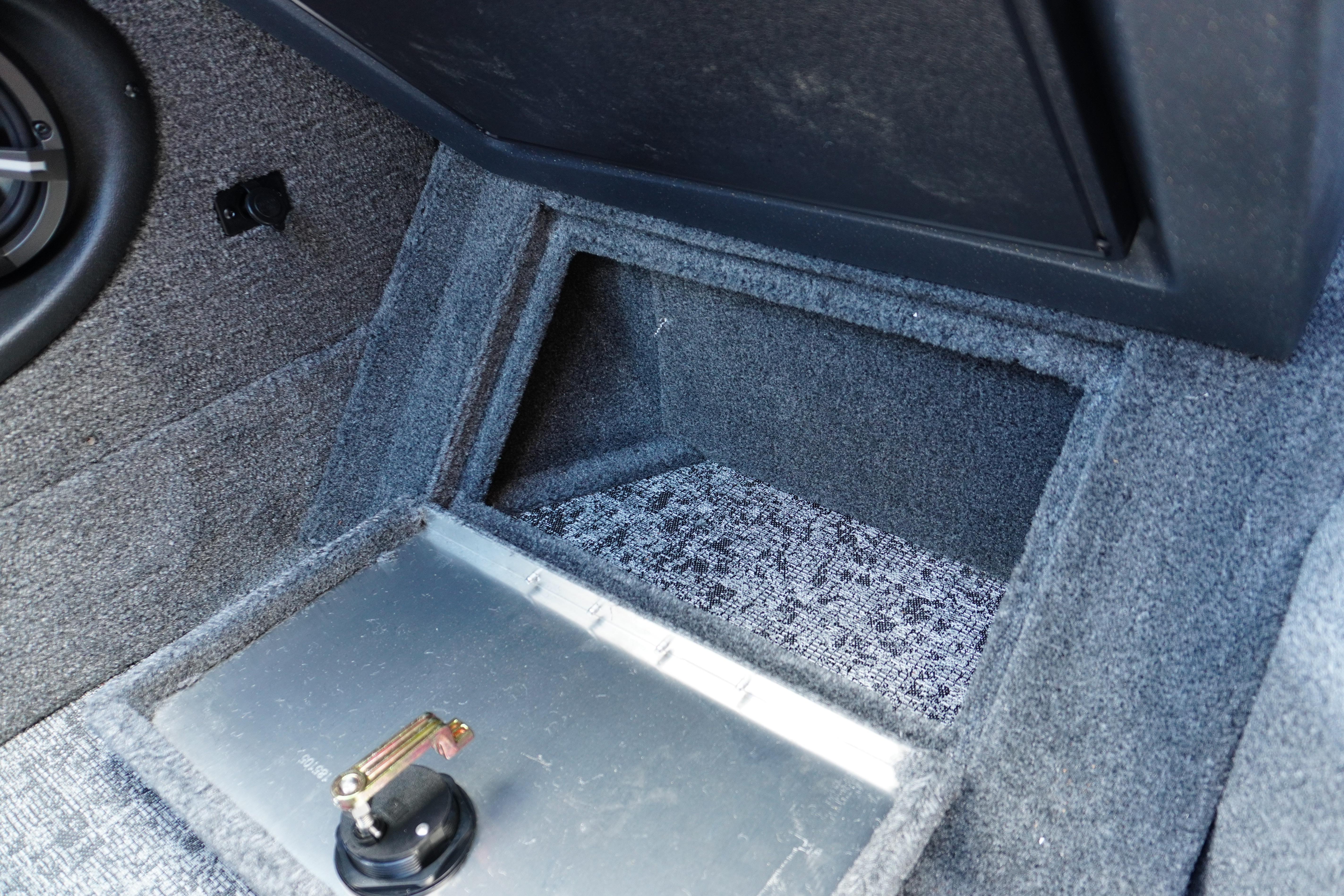Interior storage compartment of 2026 Tracker Targa V-18 WT boat.