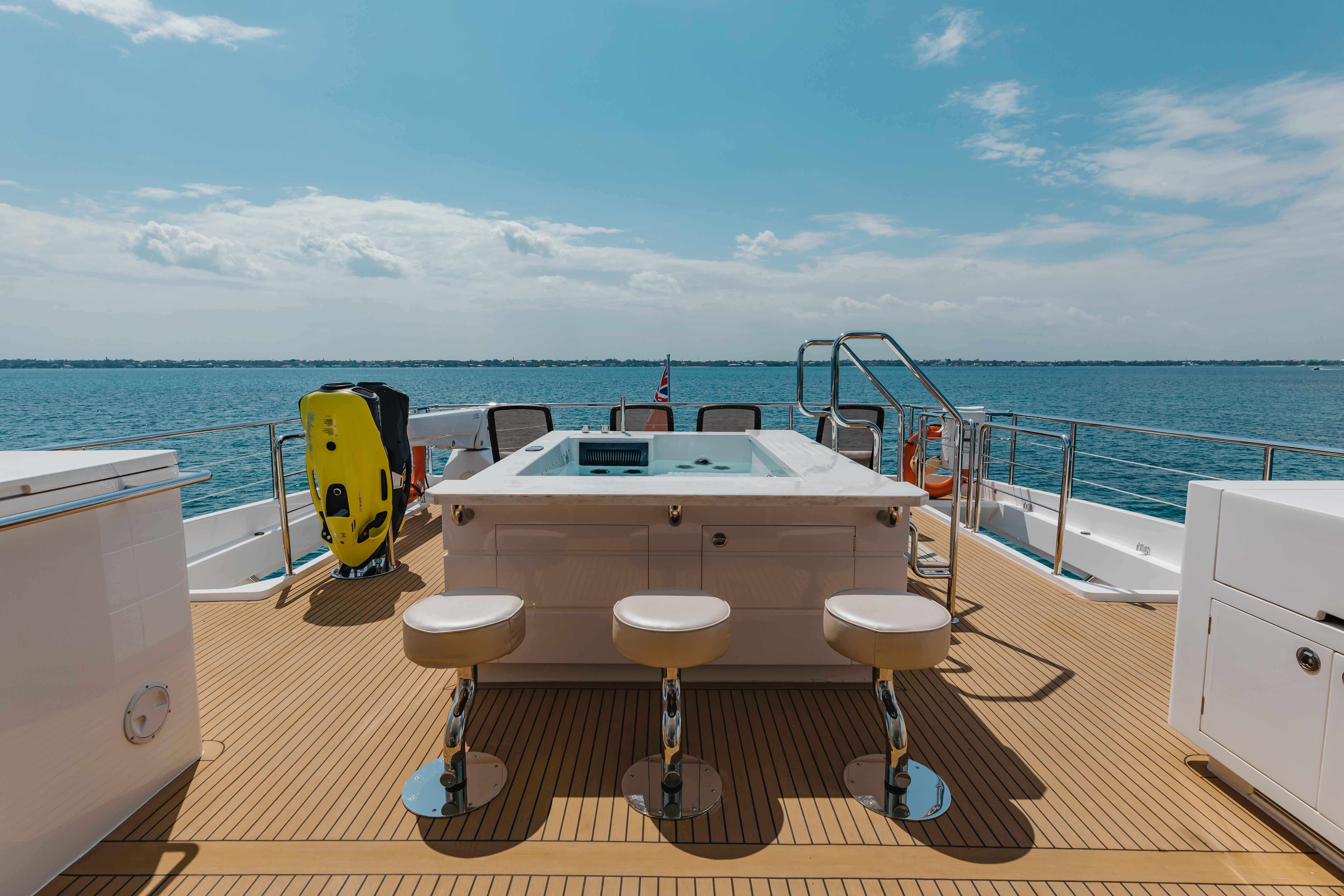 Hot Tub on Boat Deck and 3 Stools