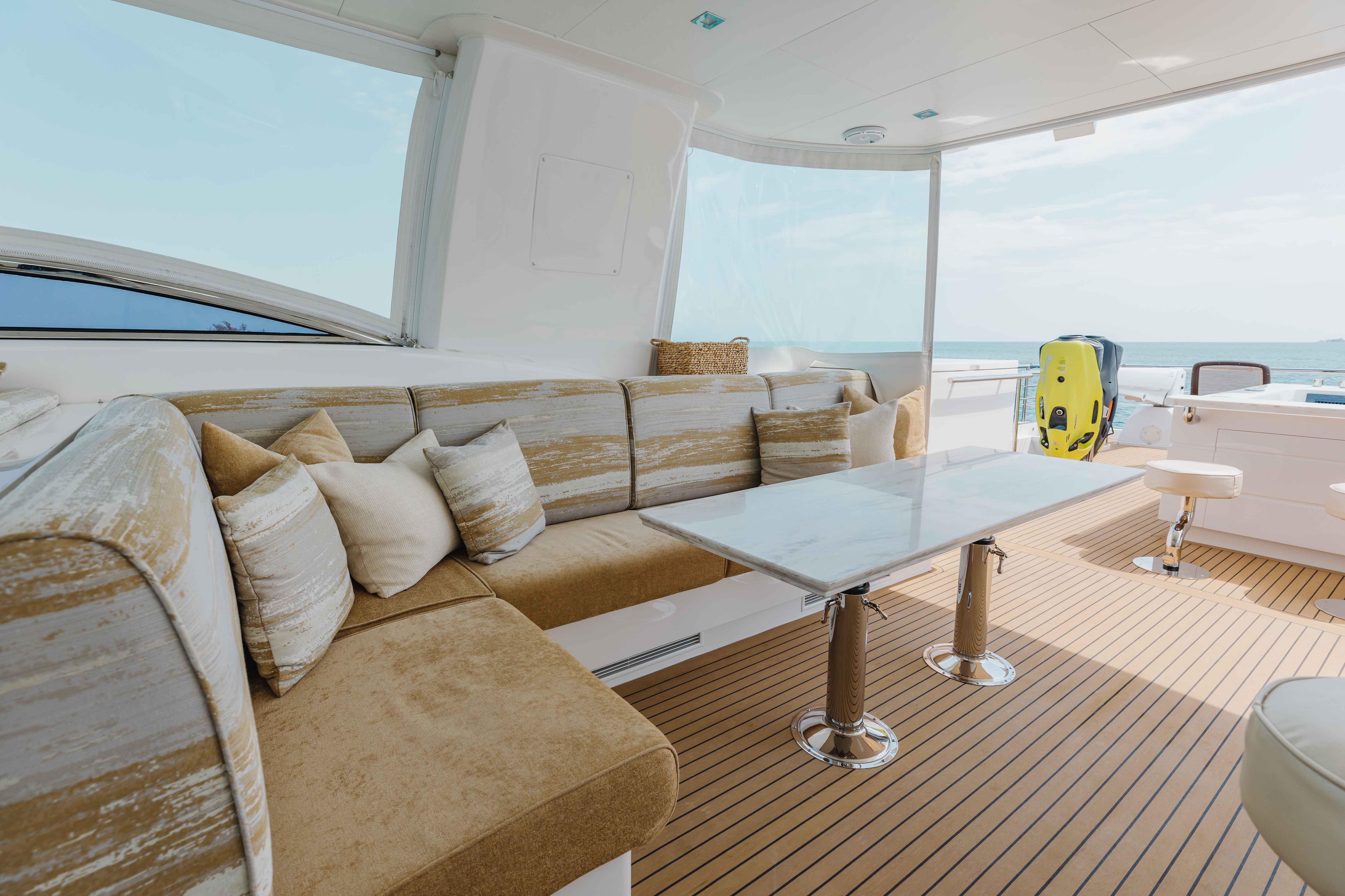 Boat Deck L-Shaped Settee and Marble Table