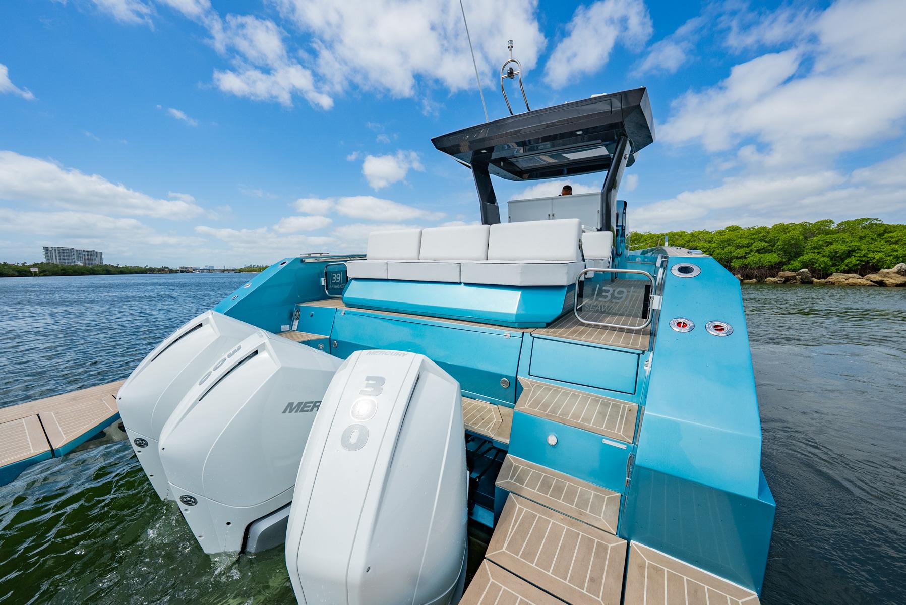 Fiart-39 Seawalker 2024-STRADE BLU FL-US-2024 Fiart 39 Seawalker yacht with dual Mercury engines on a sunny day.-9758537 | Thumbnail