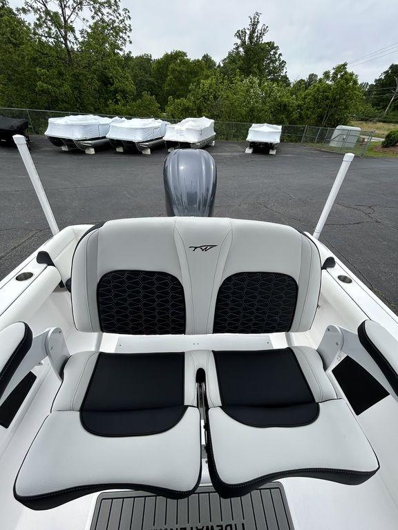 2025 Tidewater 232 LXF boat interior with sleek seating and modern design.