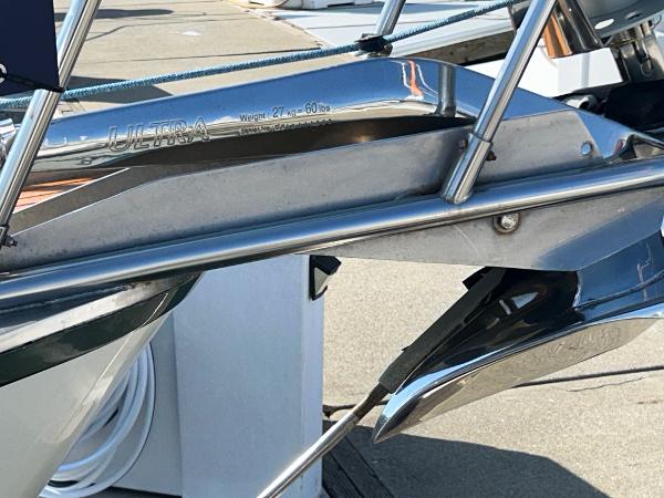 Stainless steel anchor on 1999 Pacific Seacraft 40 Voyagemaker yacht.