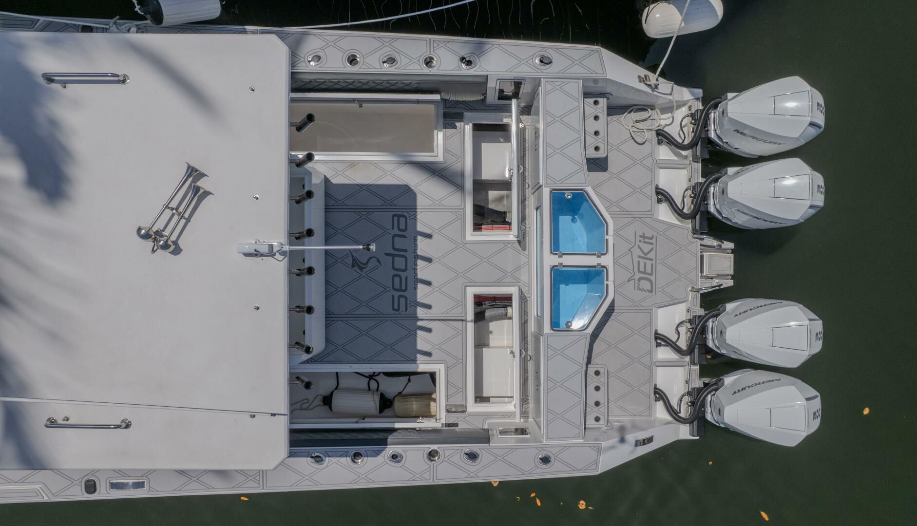 Sedna-37 Open 2025 -FL-US-Aerial view of 2025 Sedna 37 Open boat with triple outboard engines.-9788651 | Thumbnail