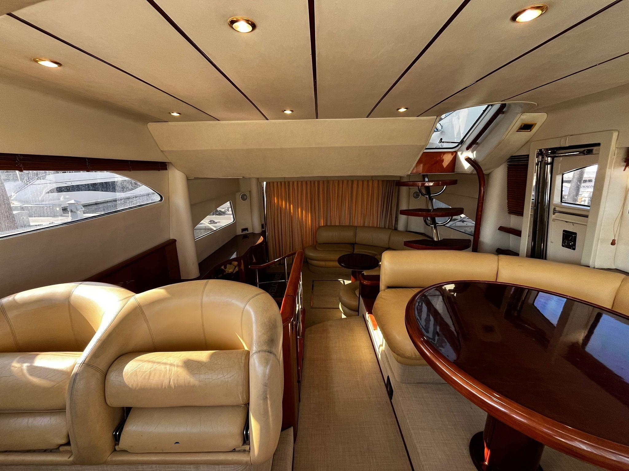 Fairline-Squadron 55 2001 -FL-US-Luxurious interior of 2001 Fairline Squadron 55 yacht with elegant seating and dining area.-9778674 | Thumbnail