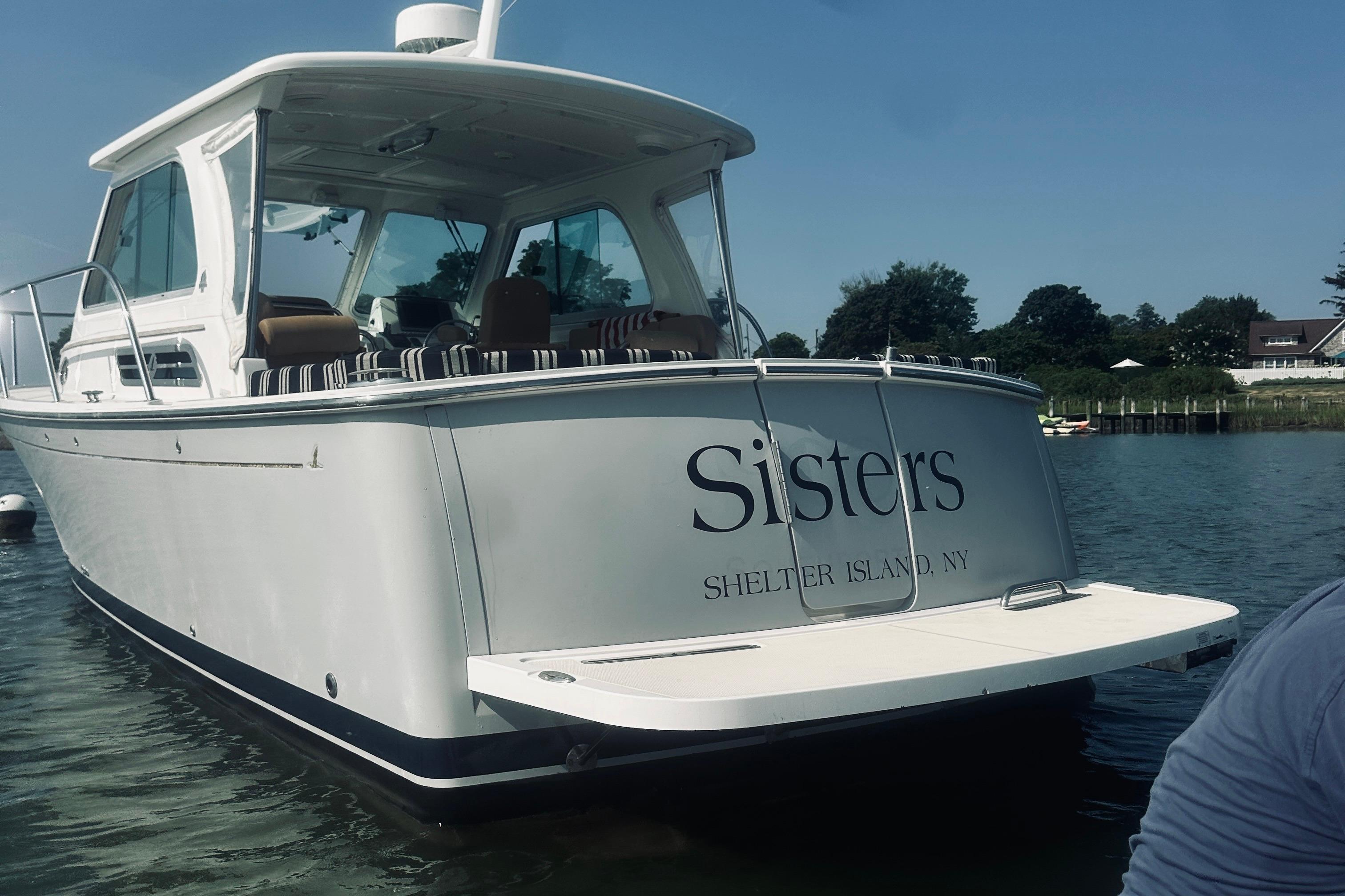 2013 Back Cove 30 boat named u0022Sistersu0022 docked at Shelter Island, NY.