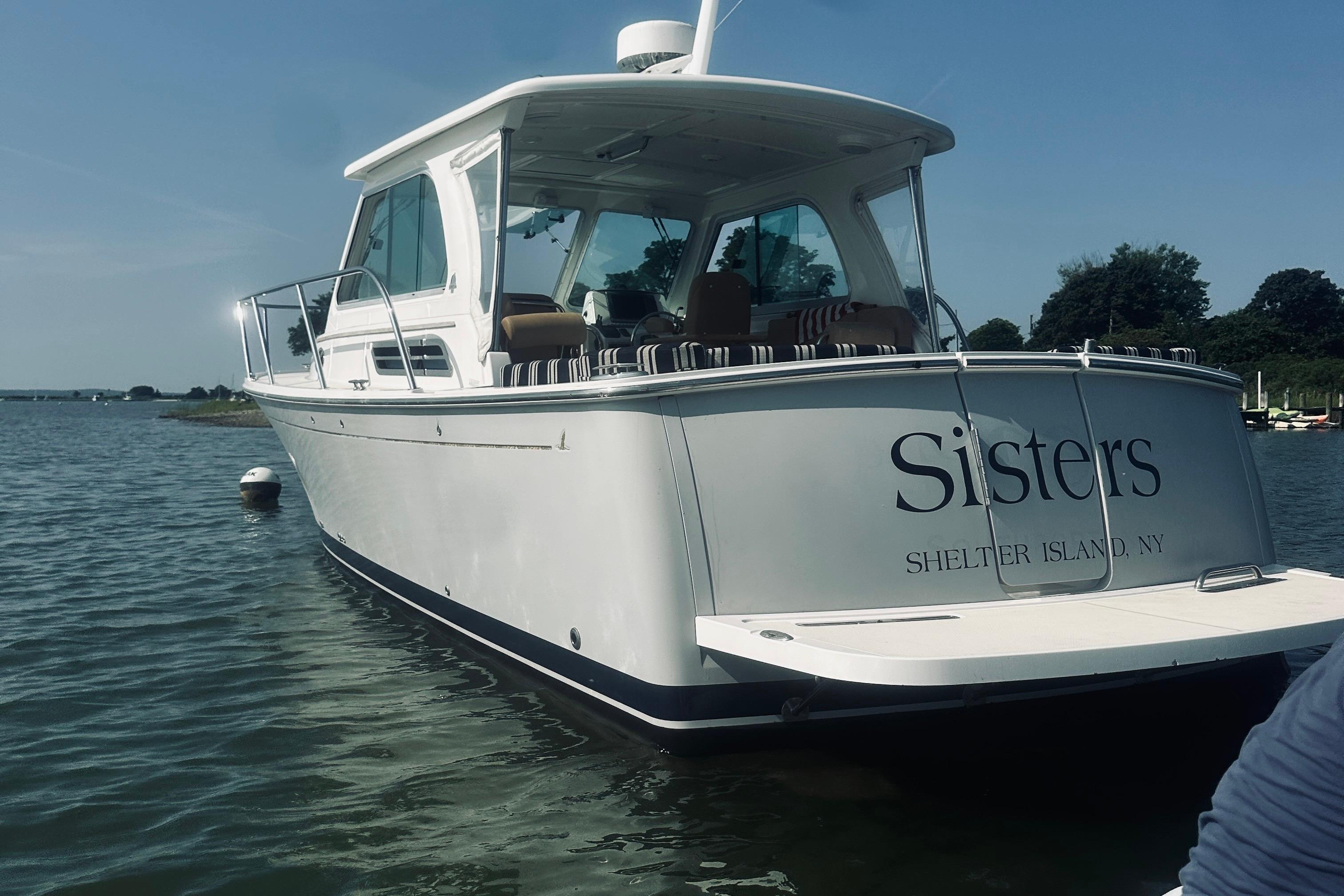 2013 Back Cove 30 boat named u0022Sistersu0022 on water near Shelter Island, NY.