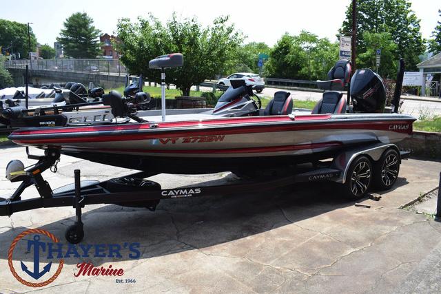 2023 Caymas CX20 Pro bass boat on trailer at Thayer's Marine.