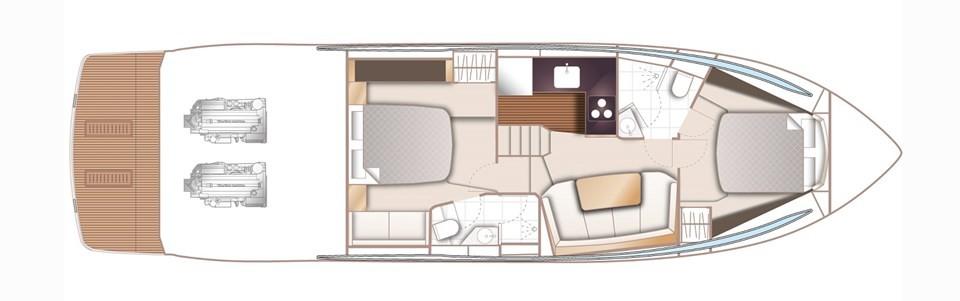 Manufacturer Provided Image: Princess V50 Open Lower Deck Layout