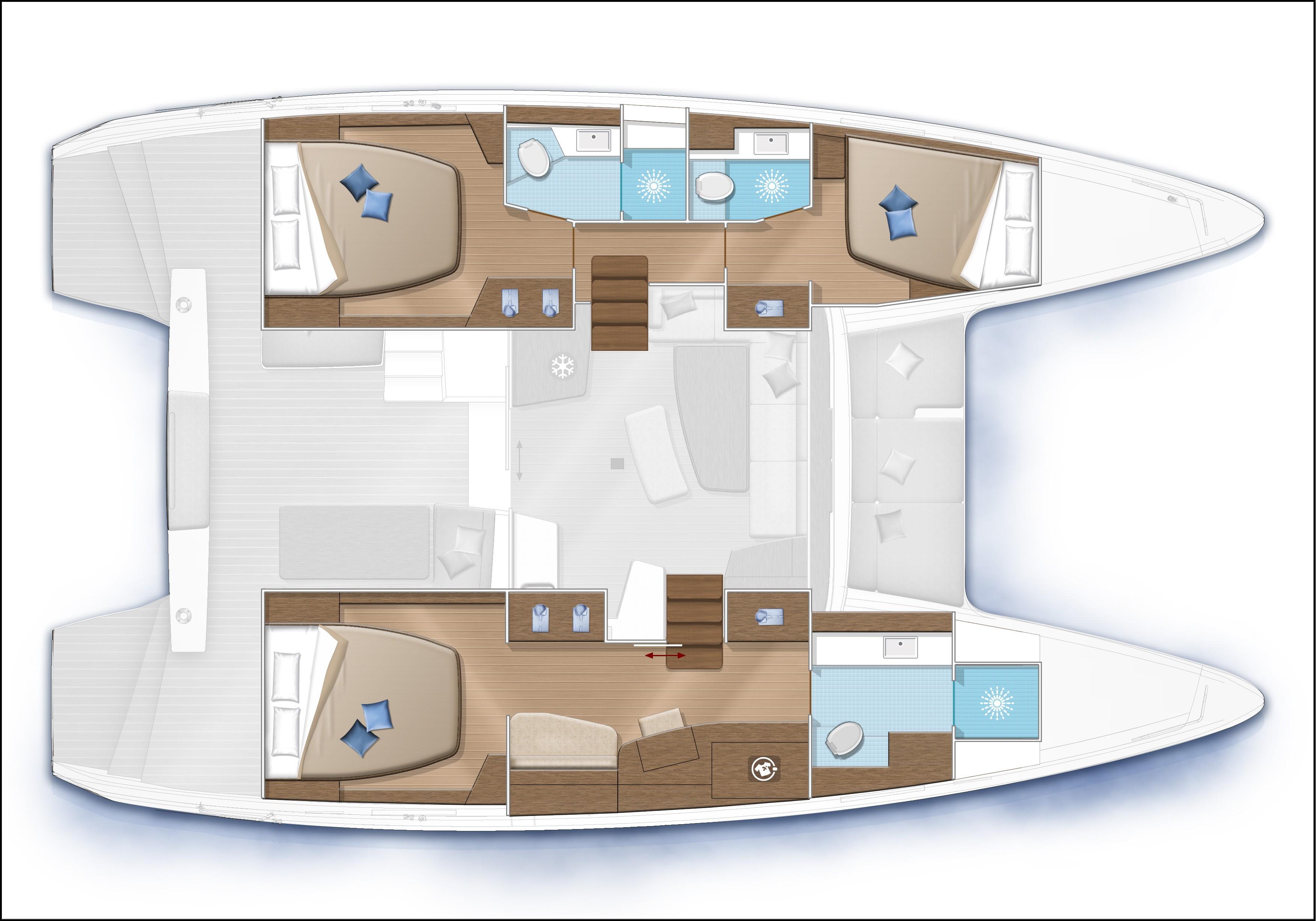 Manufacturer Provided Image: Lagoon 42 3 Cabin Layout Plan