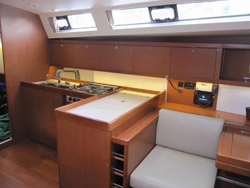 Beneteau-Oceanis 45 2015-Hey Jude III WA-US-Interior of 2015 Beneteau Oceanis 45 yacht, featuring a modern kitchen and seating area.-9598888 | Thumbnail