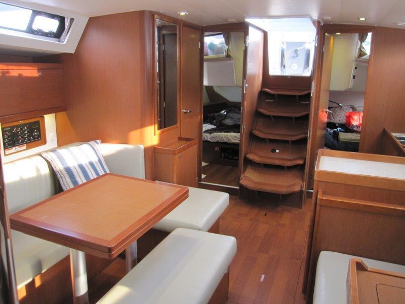 Beneteau-Oceanis 45 2015-Hey Jude III WA-US-Interior of 2015 Beneteau Oceanis 45 yacht with wooden finish and seating area.-9598888 | Thumbnail