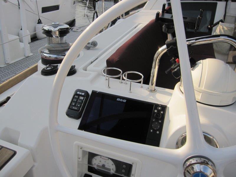 Beneteau-Oceanis 45 2015-Hey Jude III WA-US-Cockpit of 2015 Beneteau Oceanis 45 sailboat with navigation equipment and steering wheel.-9598888 | Thumbnail