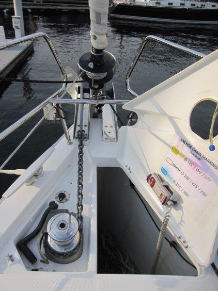 Beneteau-Oceanis 45 2015-Hey Jude III WA-US-Bow of 2015 Beneteau Oceanis 45 sailboat with anchor chain and winch.-9598888 | Thumbnail