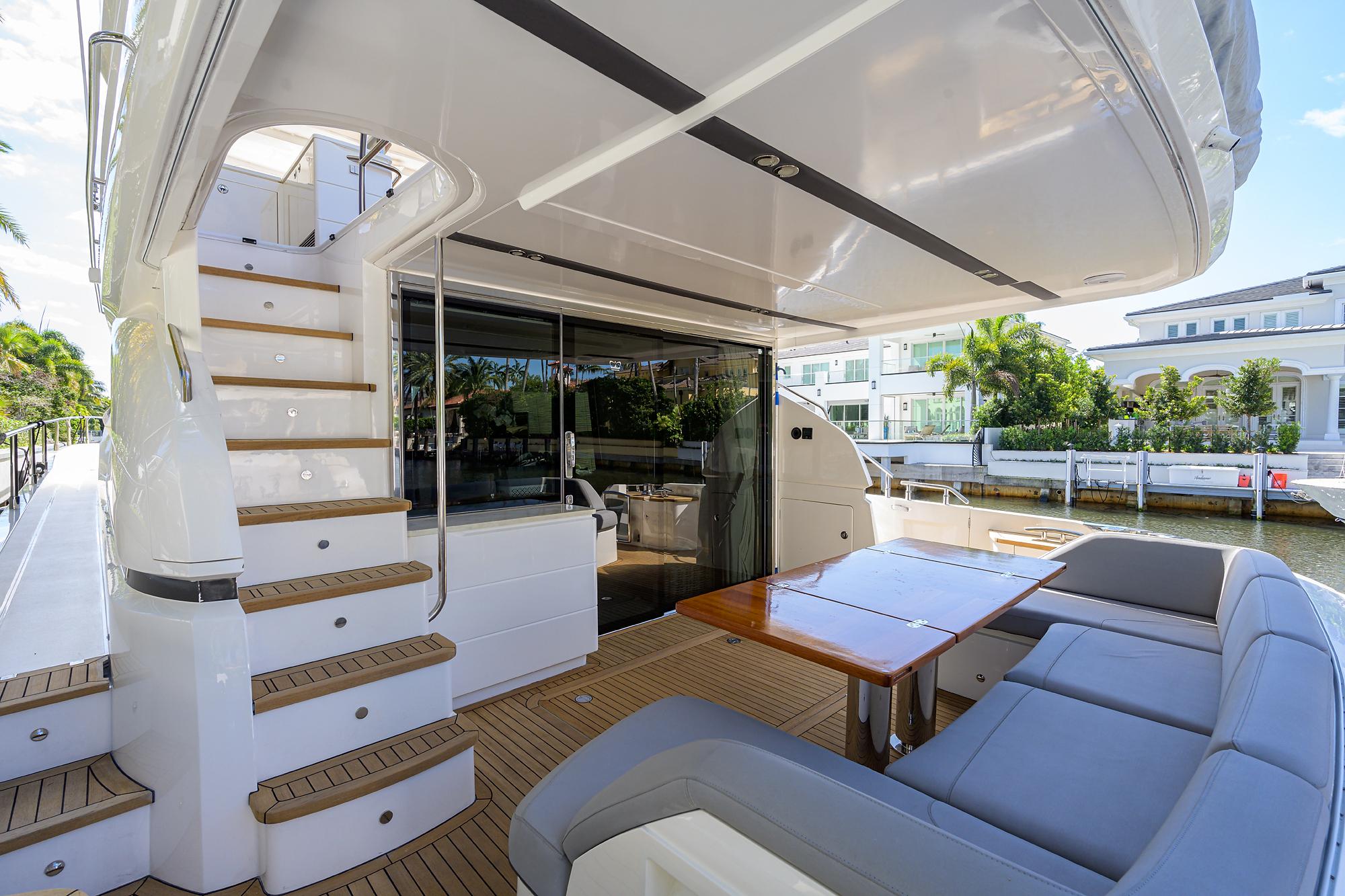Princess 68 Khatch You Later - Aft Deck Seating and Table