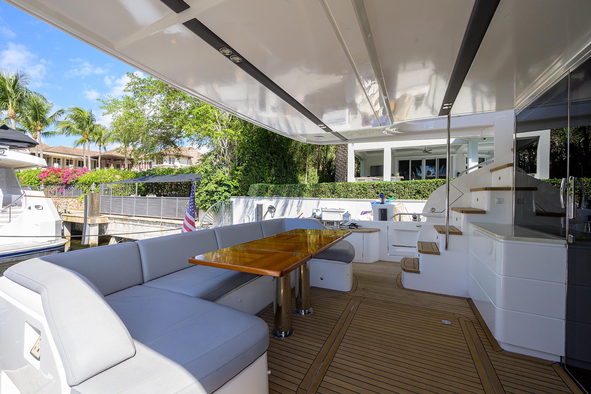 Princess 68 Khatch You Later - Aft Deck, Seating and Table