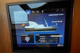 Touchscreen display showing Linssen Grand Sturdy 410 AC Variotop yacht controls, 2016 model.
