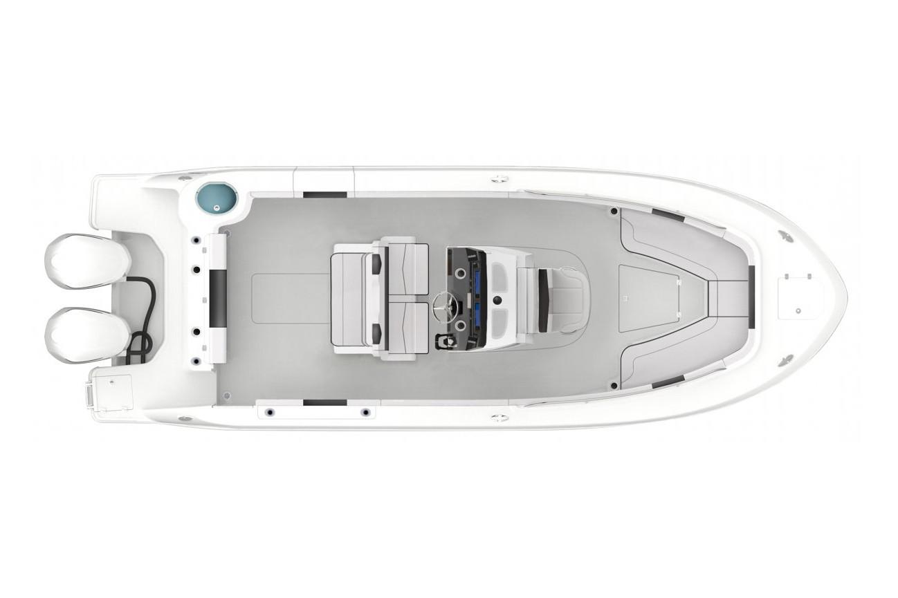 Manufacturer Provided Image: 2022 Robalo R272 Center Console boat, top view layout.
