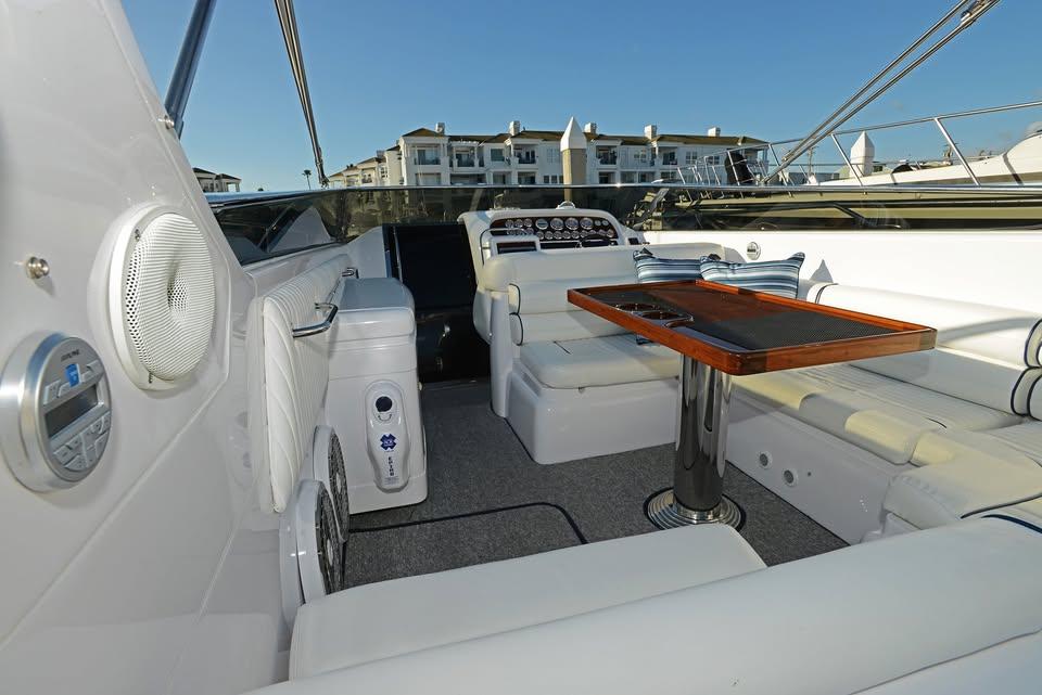Interior of 1994 Sunseeker Apache 45 yacht with seating and table.