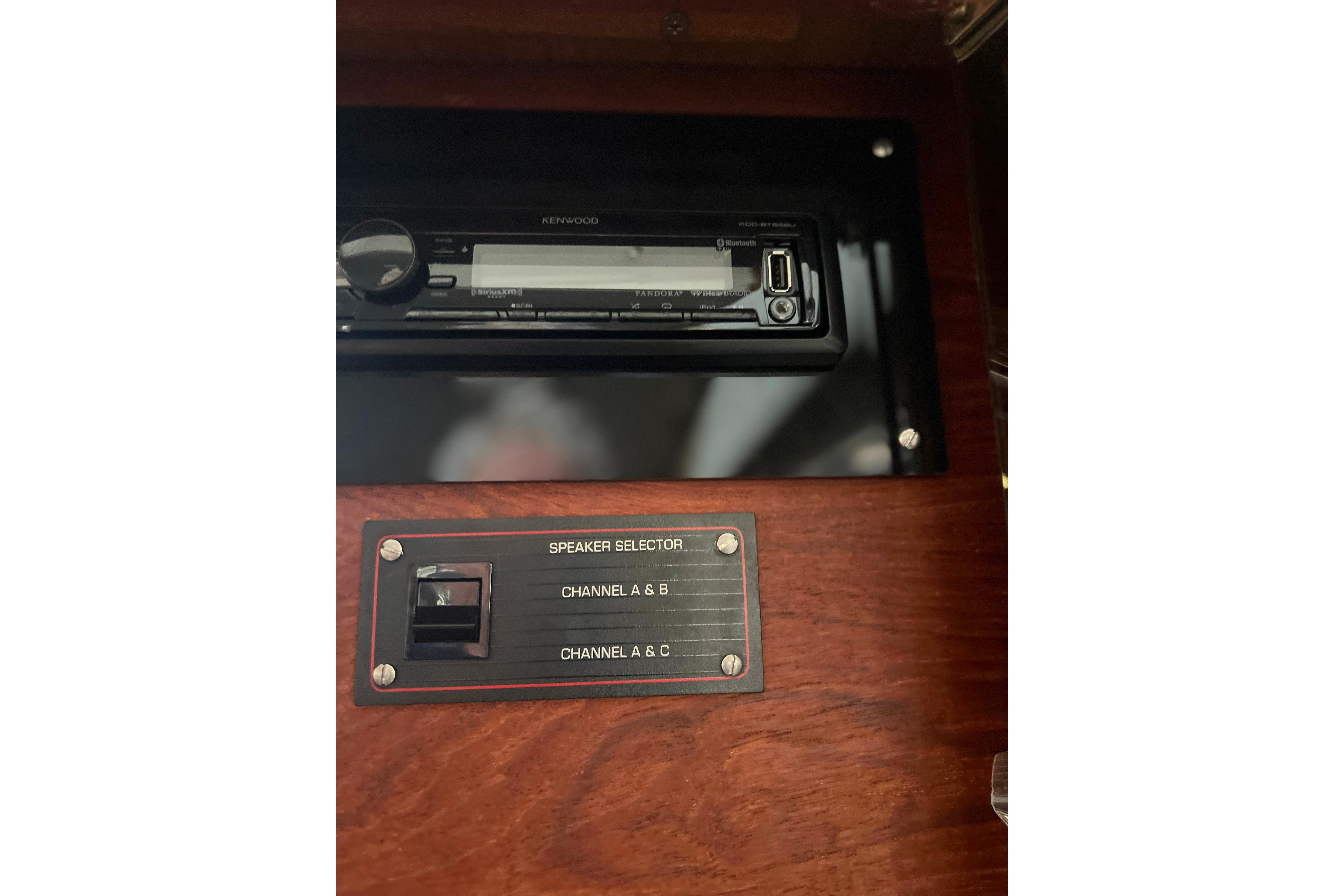 Speaker selector and Kenwood stereo on 1986 Bayliner 4550 Motoryacht.