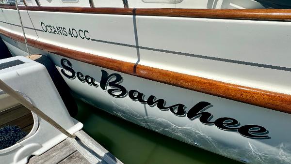 Beneteau Oceanis 40 CC sailboat, 1996, named Sea Banshee, docked at marina.