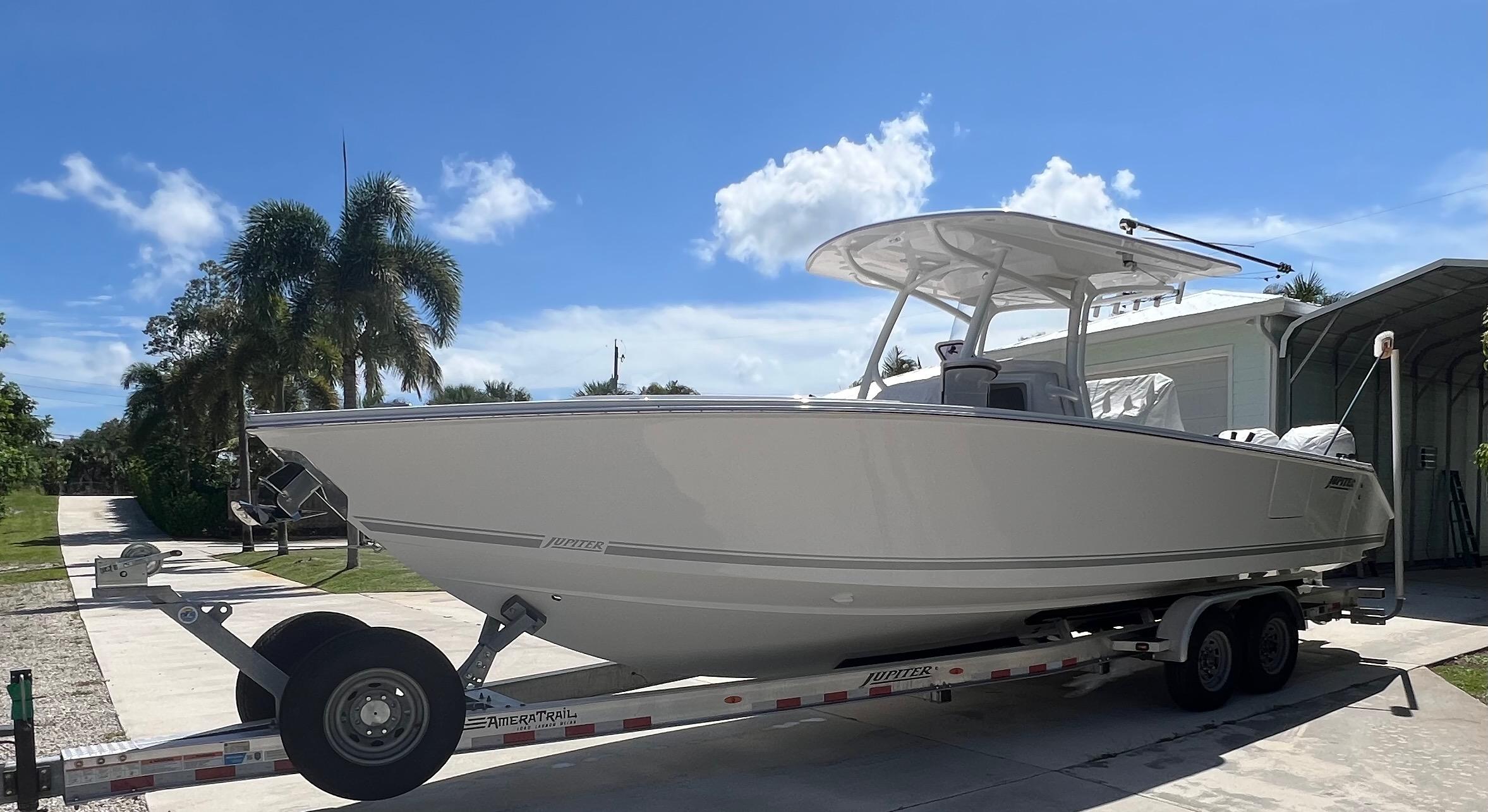 Priorities Yacht Photos Pics Jupiter 30 PRIORITIES - Port Side Profile On Trailer