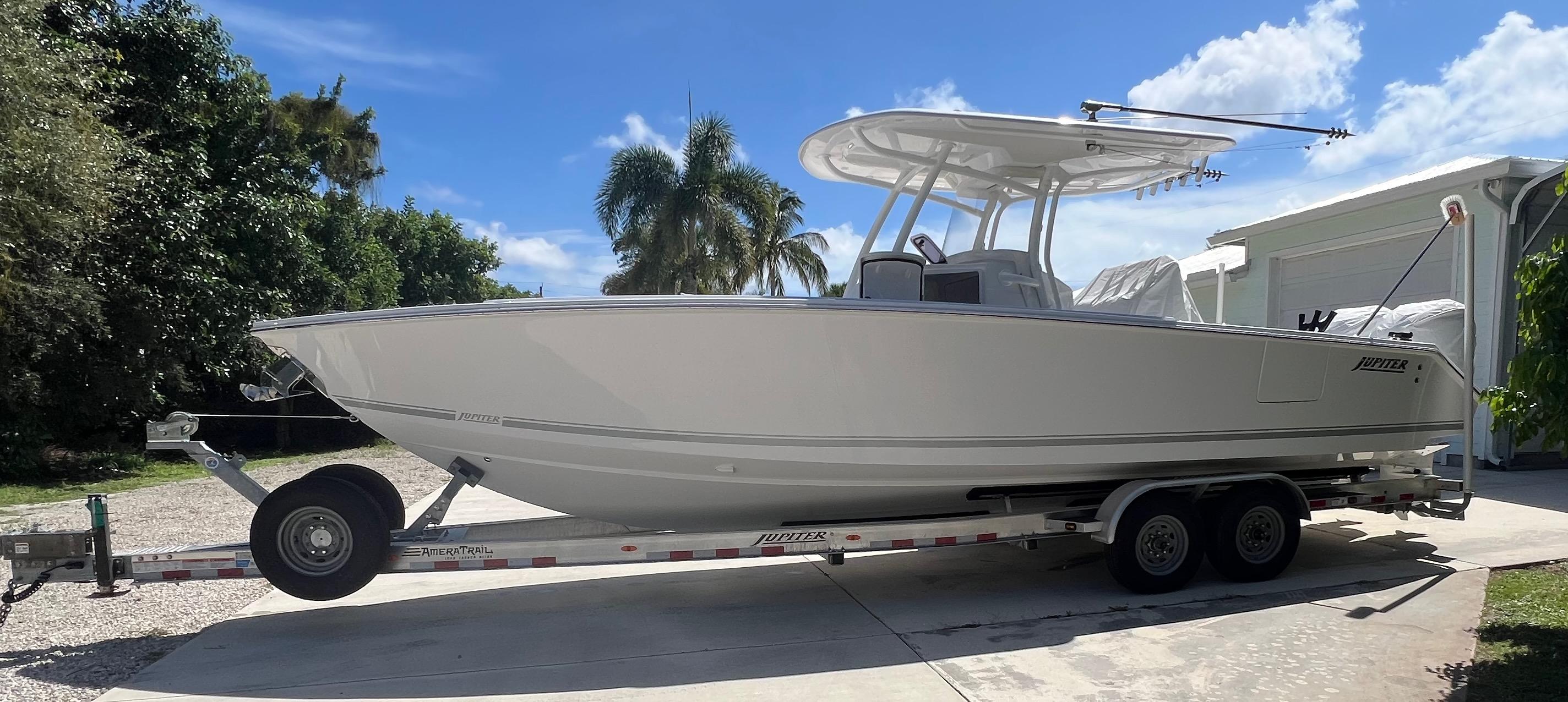 Priorities Yacht Photos Pics Jupiter 30 PRIORITIES - Port Side Profile On Trailer