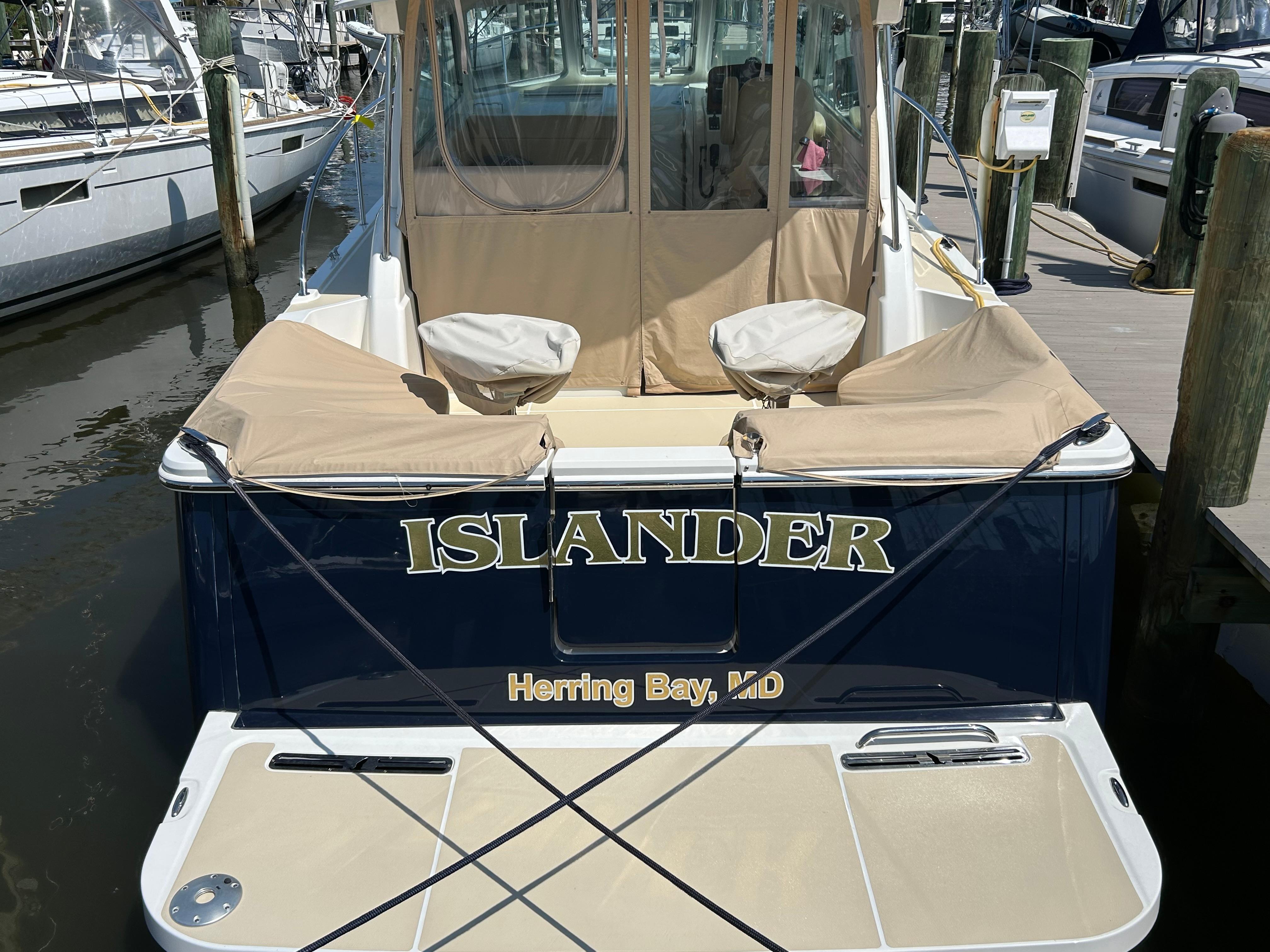 2018 Back Cove 32 boat named Islander docked at Herring Bay, MD.