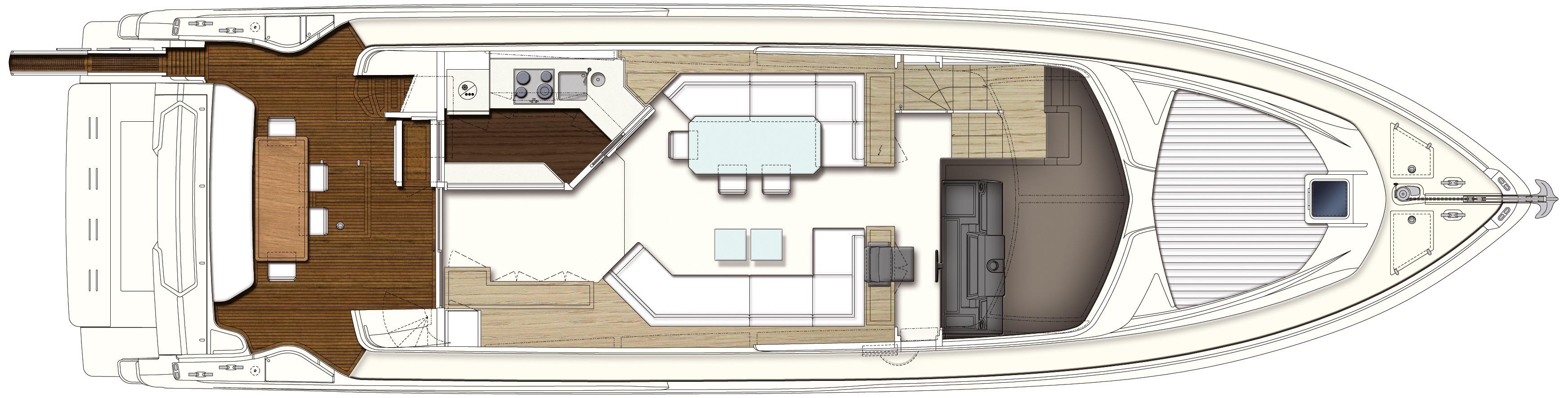 Manufacturer Provided Image: Ferretti 690 Main Deck 3 Cabin Layout Plan