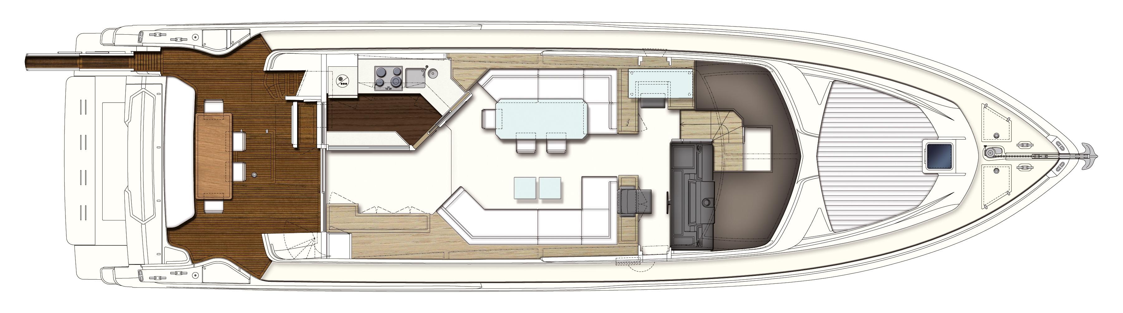 Manufacturer Provided Image: Ferretti 690 Main Deck 4 Cabin Layout Plan