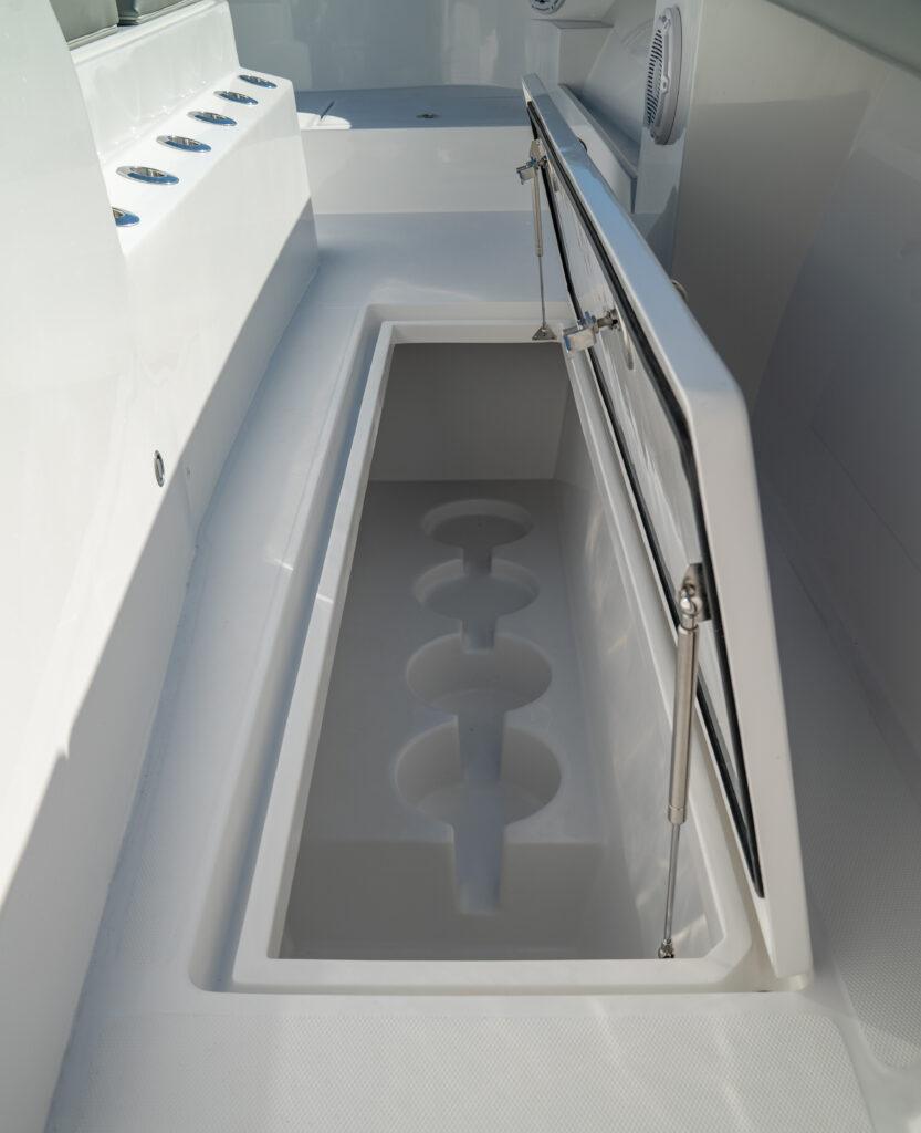 Front Runner-37 Catamaran 2026 -FL-US-2026 Front Runner 37 Catamaran with open storage compartment on deck.-9829170 | Thumbnail