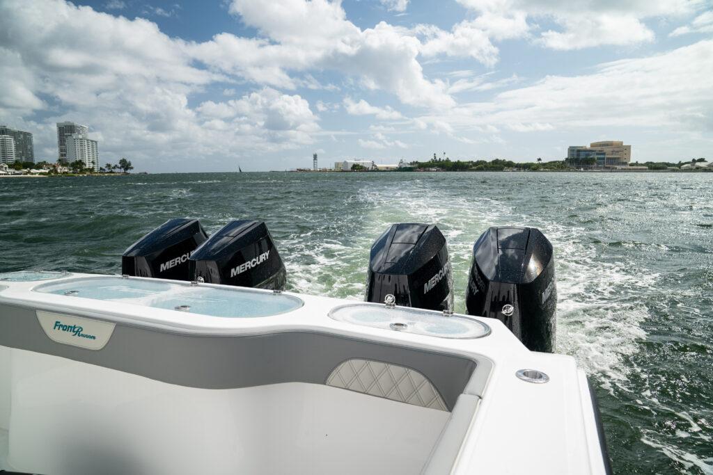Front Runner-37 Catamaran 2026 -FL-US-2026 Front Runner 37 Catamaran with four Mercury outboard engines cruising on open water.-9829170 | Thumbnail