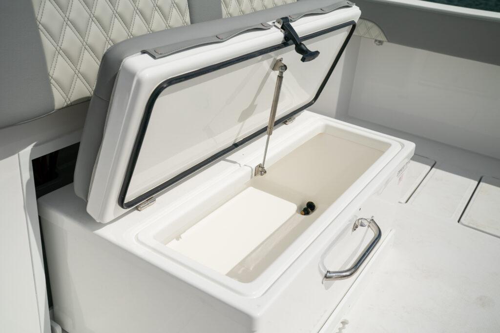 Front Runner-37 Catamaran 2026 -FL-US-Open storage compartment on 2026 Front Runner 37 Catamaran boat deck.-9829170 | Thumbnail