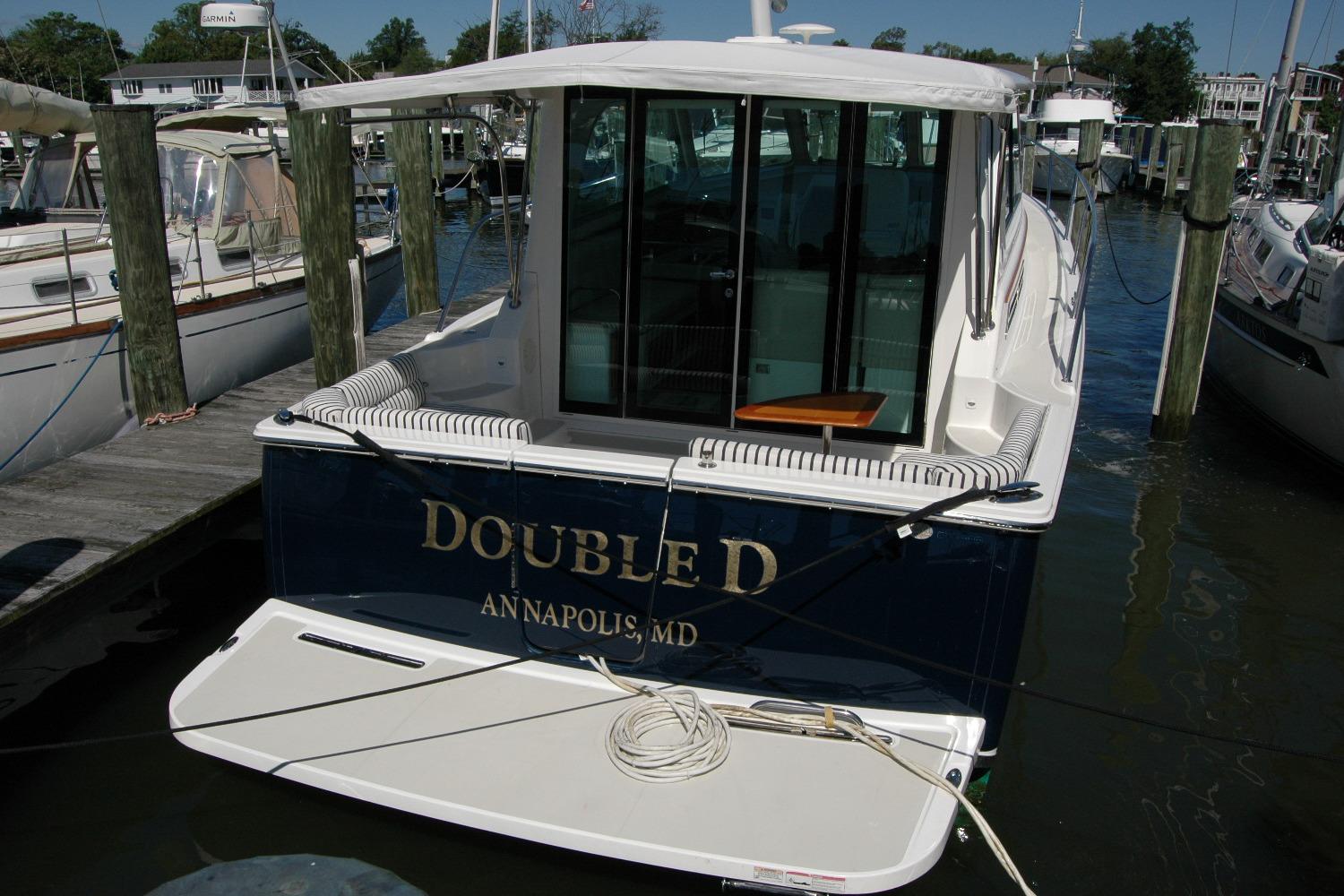 2014 Back Cove 37 boat docked in Annapolis, Maryland marina.