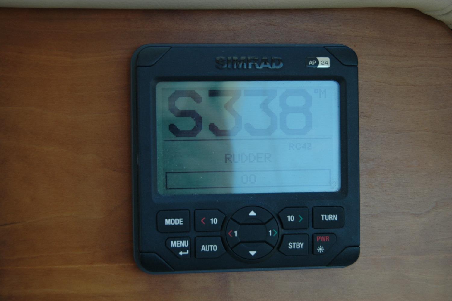Simrad AP24 autopilot display on 2014 Back Cove 37 boat.