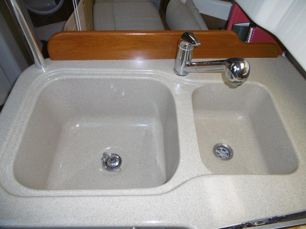 Double sinks in galley.