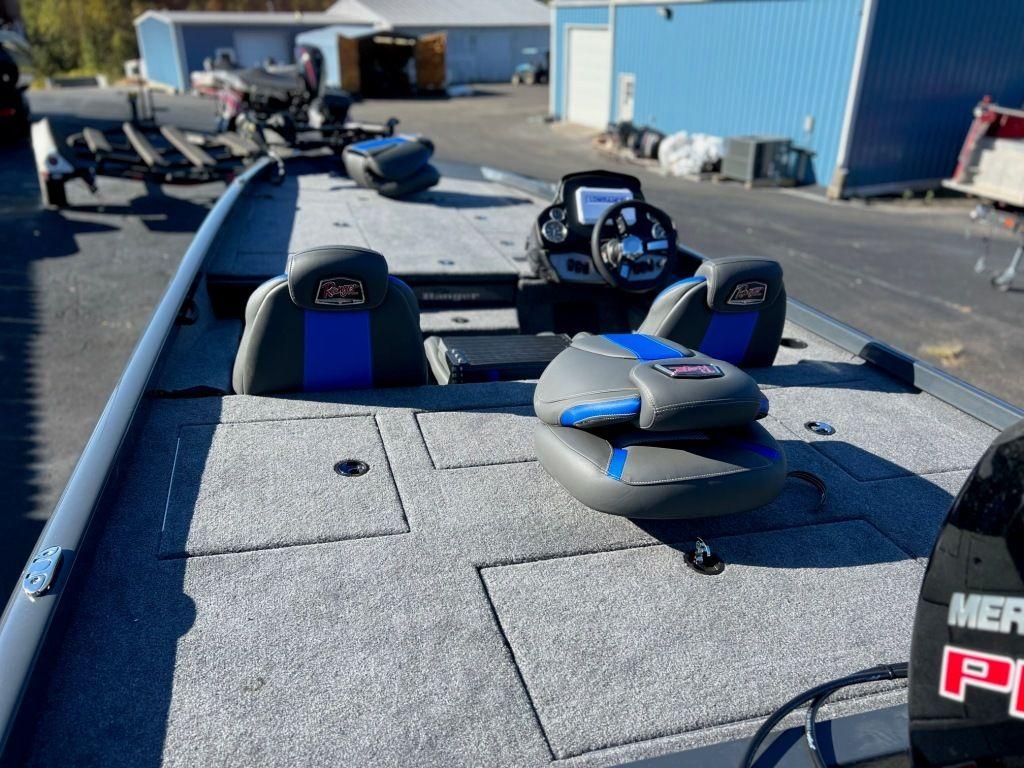 2023 Ranger RT198P fishing boat with spacious deck and modern seating.