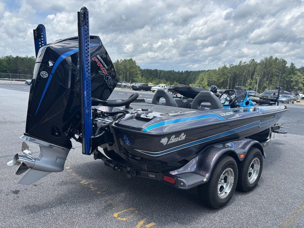 2023 Bass Cat Cougar FTD boat with Mercury Pro XS engine on a trailer.