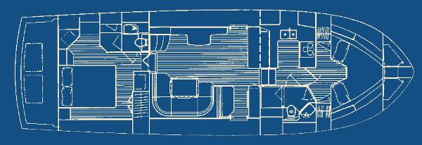 Blueprint of a 1997 Sabre Cockpit Motor Yacht layout.