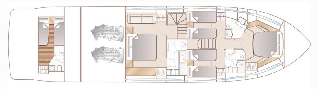 Manufacturer Provided Image: Princess F70 Lower Deck Layout Plan