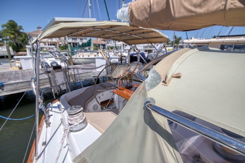 Solar panels mounted on bimini