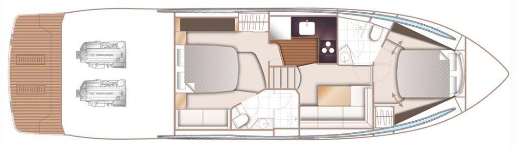 Manufacturer Provided Image: Princess V50 Lower Deck Layout Plan