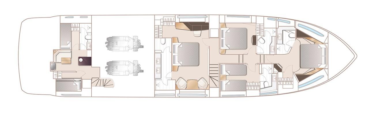 Manufacturer Provided Image: Manufacturer Provided Image: Manufacturer Provided Image: Princess Y85 Motor Yacht Lower Deck Layout Plan
