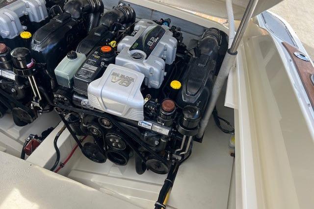 2017 Chris-Craft Corsair 32 engine compartment showcasing powerful V8 engine.