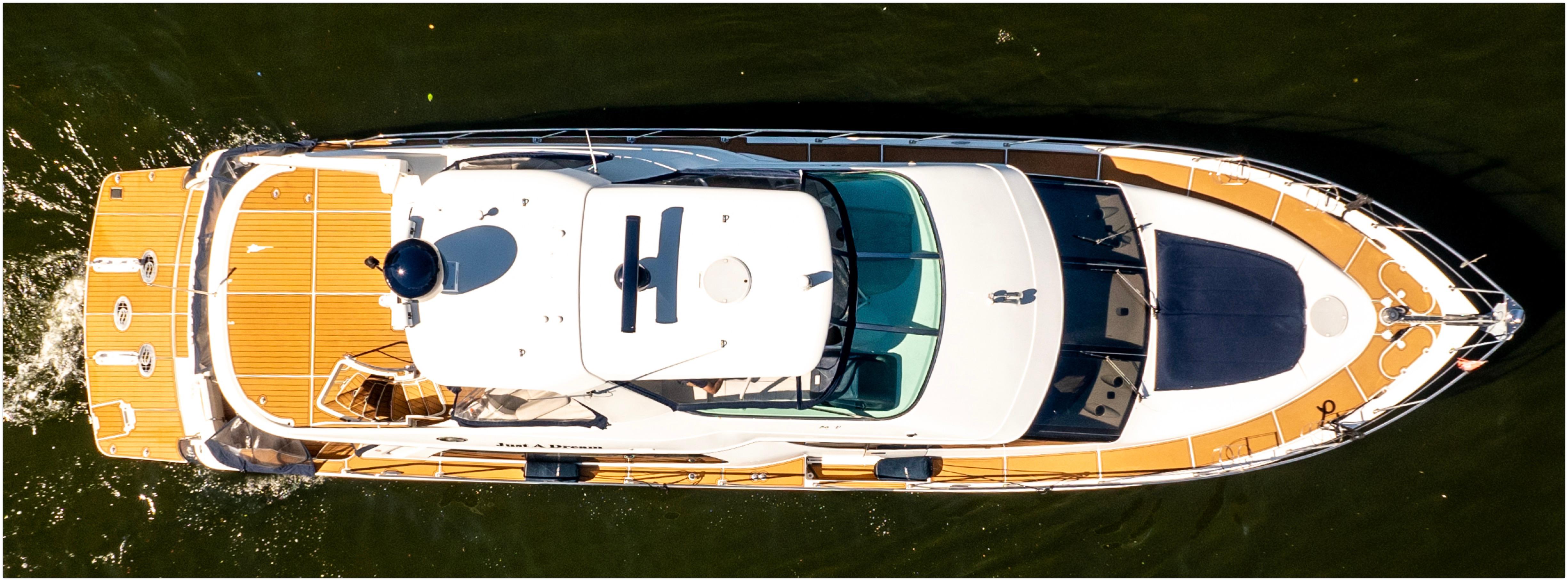 Carver-56 Voyager 2005-Just A Dream FL-US-Aerial view of 2005 Carver 56 Voyager yacht cruising on water.-9669425 | Thumbnail