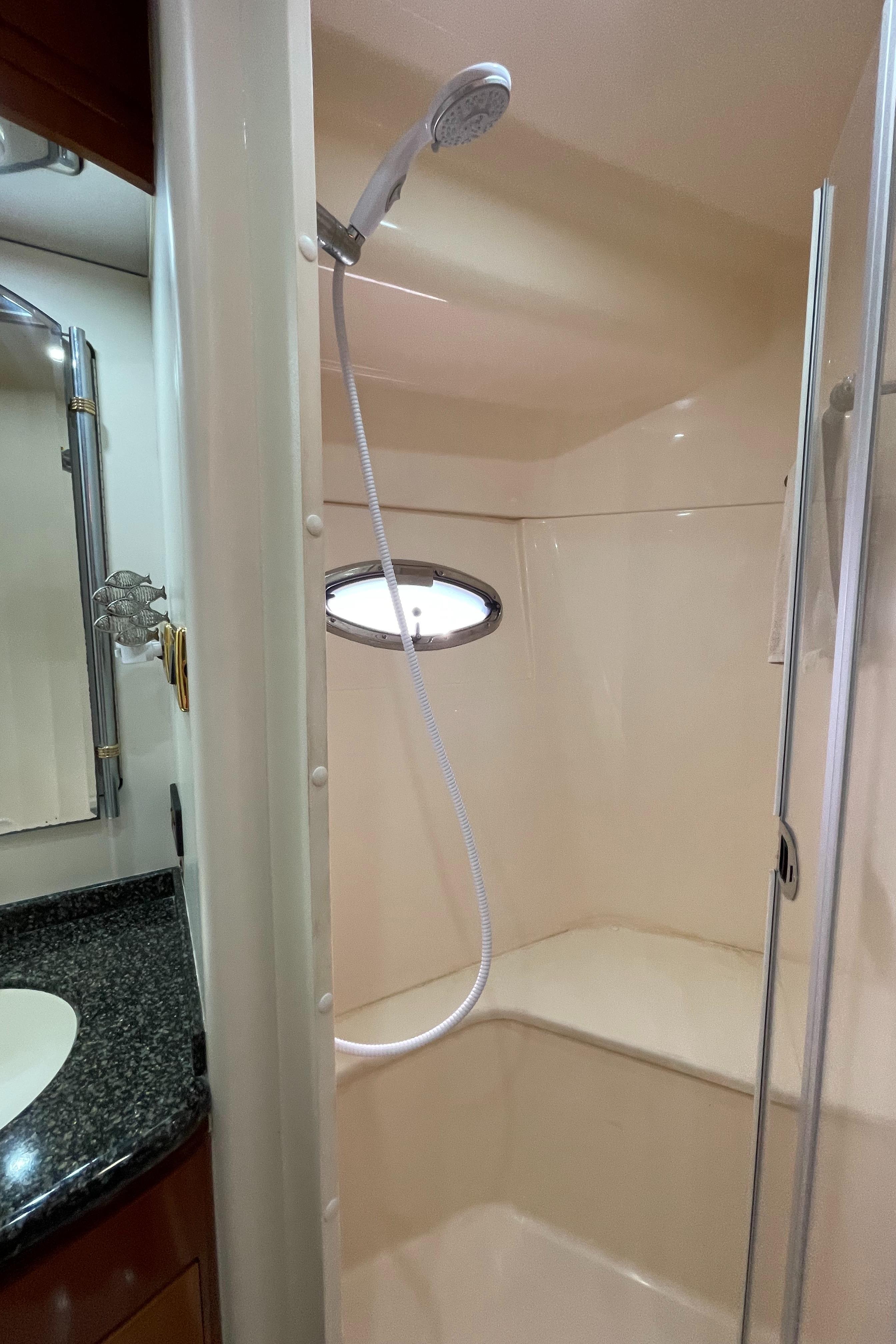 Carver-56 Voyager 2005-Just A Dream FL-US-Shower area in 2005 Carver 56 Voyager yacht with sleek design and modern fixtures.-9669425 | Thumbnail