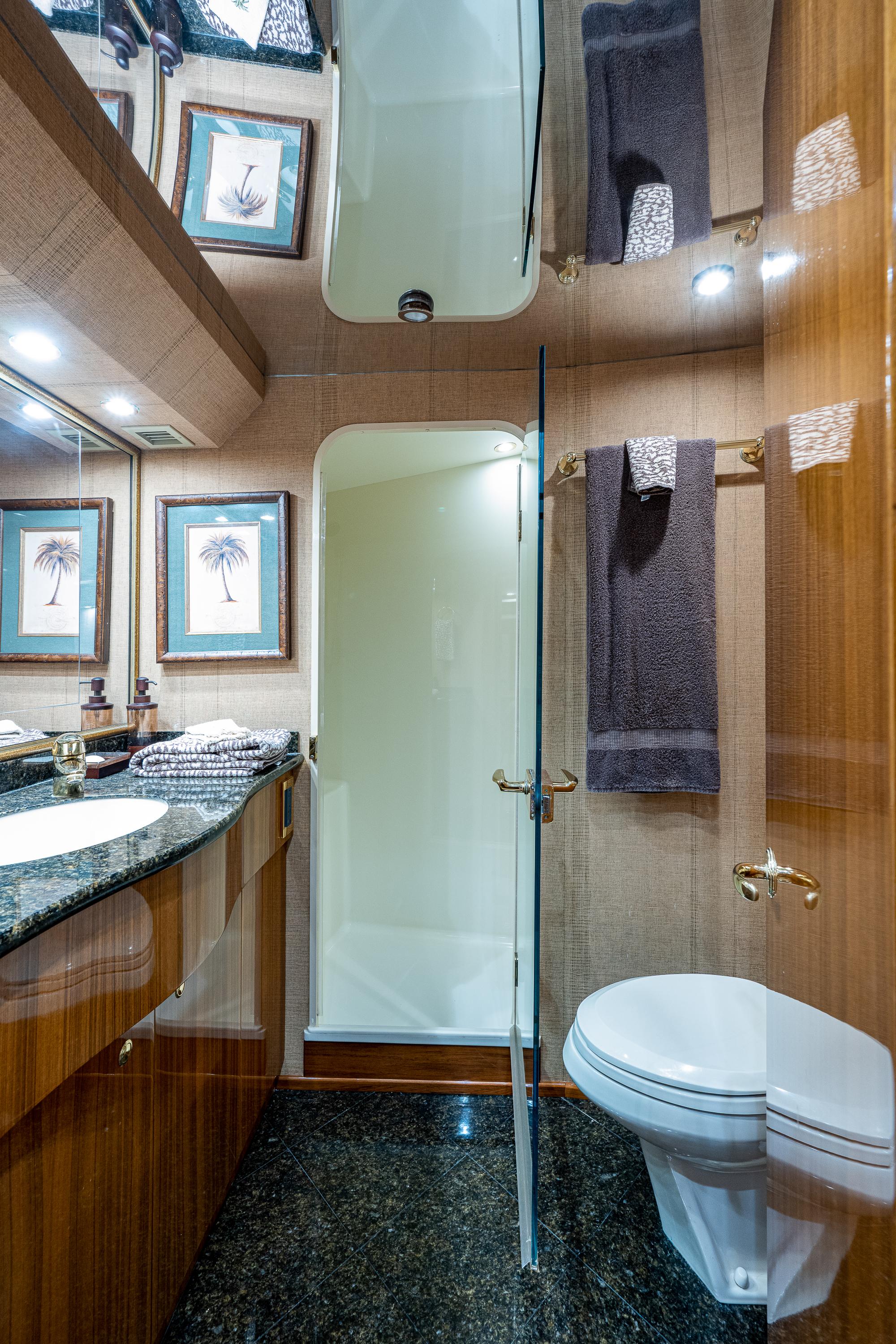 Viking 74 Convertible Reel Estate - Master Stateroom Head, Walk In Shower, Head, Sink with Vanity
